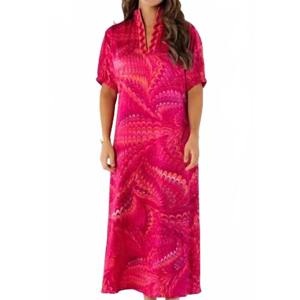 Women's Fuchsia Pink Printed Maxi Dress - Picture 3 of 3